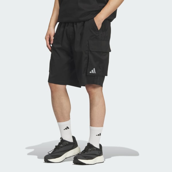 ブラック シティテック ルーズフィット ドットエア ブリーザブル ウーブン カーゴショーツ