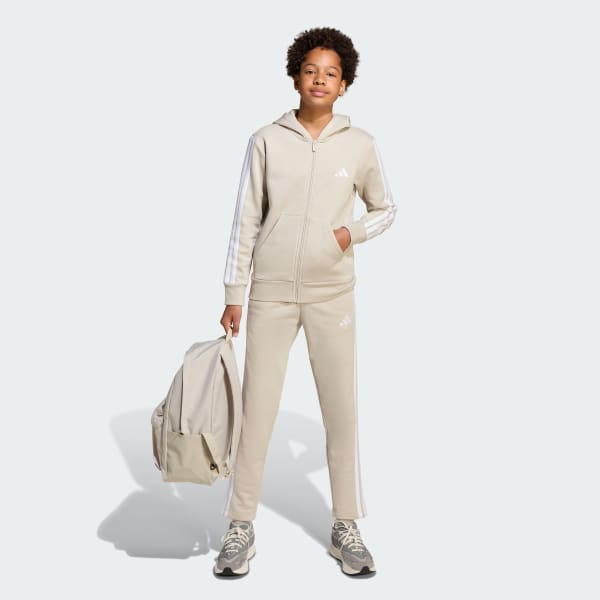 Beige Essentials Full-Zip Hoodie Kids