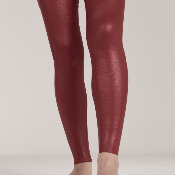 Bordowy adidas by Stella McCartney Shiny Training Leggings