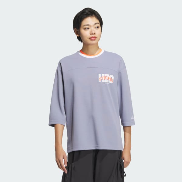 パープル カレッジ ルーズフィット ピケ 3/4袖（七分袖）Tシャツ