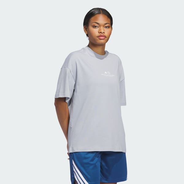 Grey ADIDAS WORLD WIDE HOOPS GRAPHIC TEE