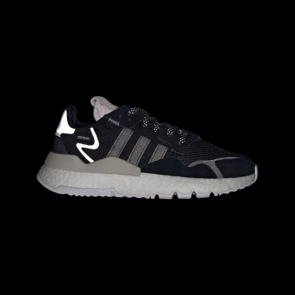 adidas originals nite jogger trainers in black and white