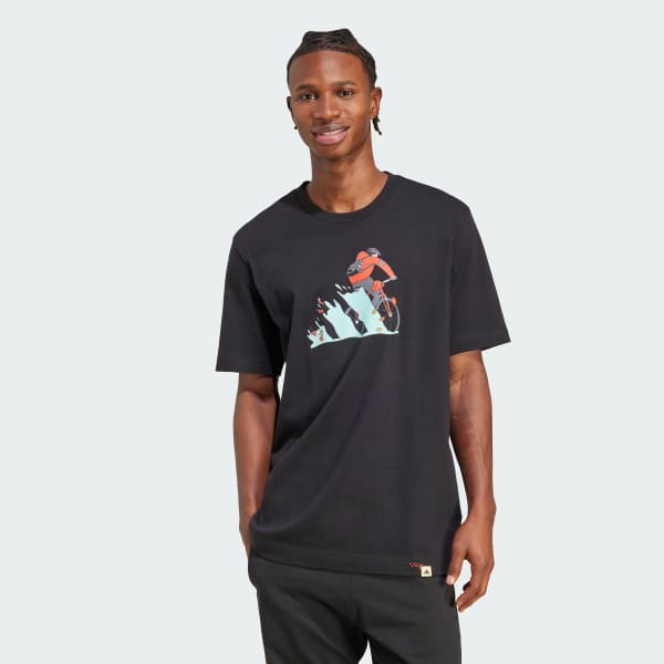 Svart Doodle Hunt Bike Graphic T-Shirt