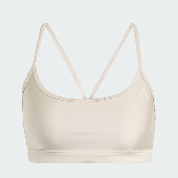 Bej Aeroreact Training Light-Support Shiny Sporcu Sütyeni