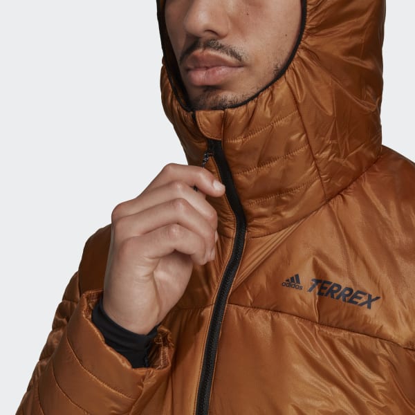 adidas Terrex Techrock Primaloft Insulated Padded Hooded Jacket Brown Free Delivery adidas UK