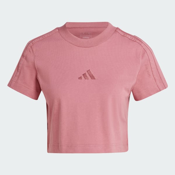 สีชมพู เสื้อยืดทรงสลิม ALL SZN 3-Stripes