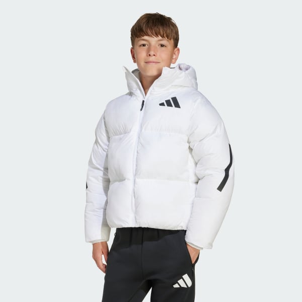 White adidas Z.N.E. 키즈 퍼퍼 재킷