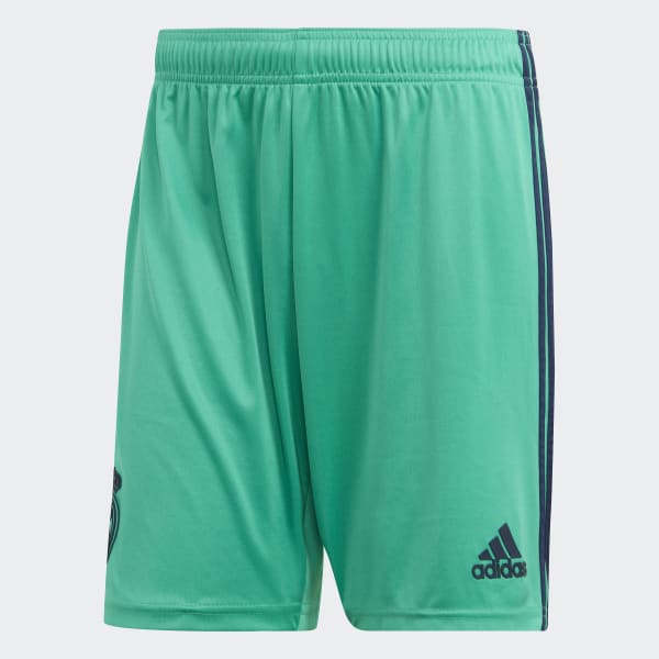 Green adidas football shorts