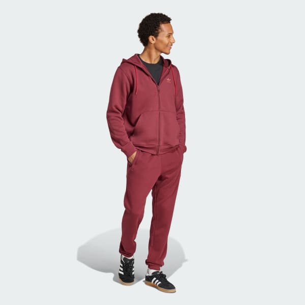 Burgundy Trefoil Essentials French Terry Pants