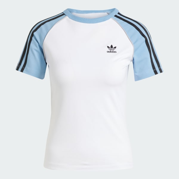 Bialy Koszulka Adicolor 3-Stripes Raglan Slim