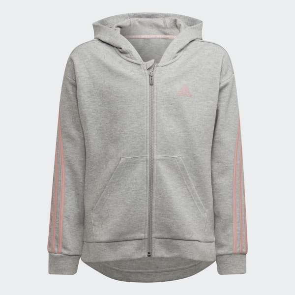 Grijs 3-Stripes Full-Zip Hoodie