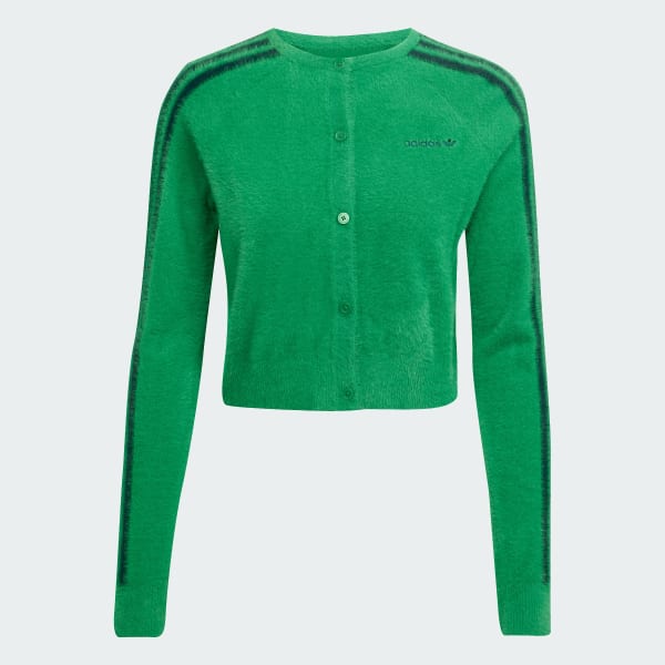 adidas JW5177 グリーン カーディガン S adidas Fluffy Knitted Cardigan - Green | Free Shipping with