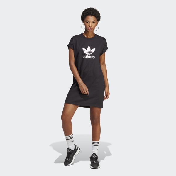Zwart Adicolor Classics Trefoil T-shirtjurk