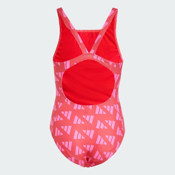 Rot Logo Graphic V-Back Kids Badeanzug