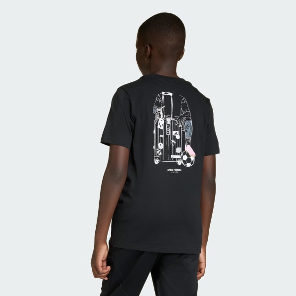 สีดำ เสื้อยืดพิมพ์ลาย MESSI FUN