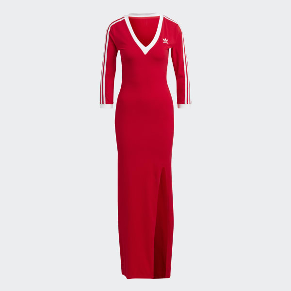 Czerwony Adicolor Classics 3-Stripes Maxi Dress