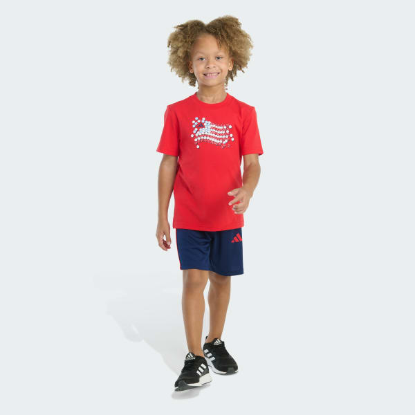 adidas Two-Piece Cotton Tee & 3-Stripes Shorts Set