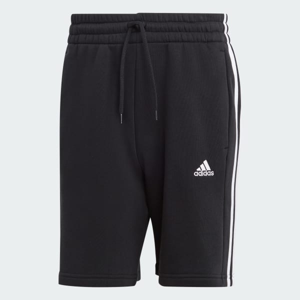adidas Essentials Fleece 3-Stripes Shorts - Black | Men's Lifestyle ...