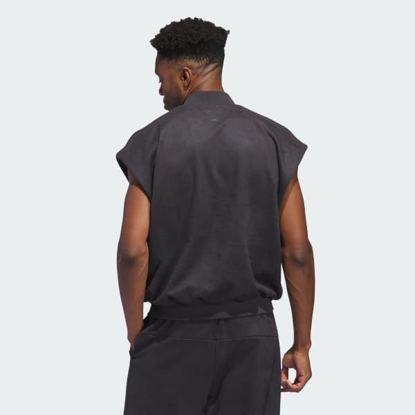 Grey Basketball Sueded Sleeveless Sweatshirt