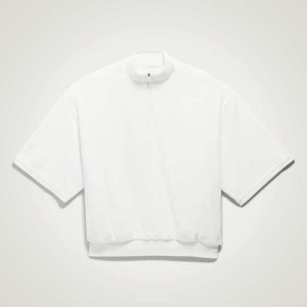 White adidas Basketball Velour 1/2 Zip Sweatshirt