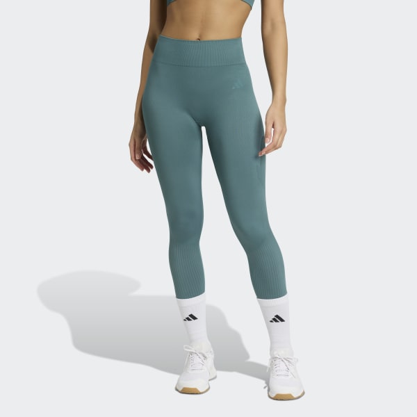 adidas Workout Essentials Full-Length Knit Leggings - Beige