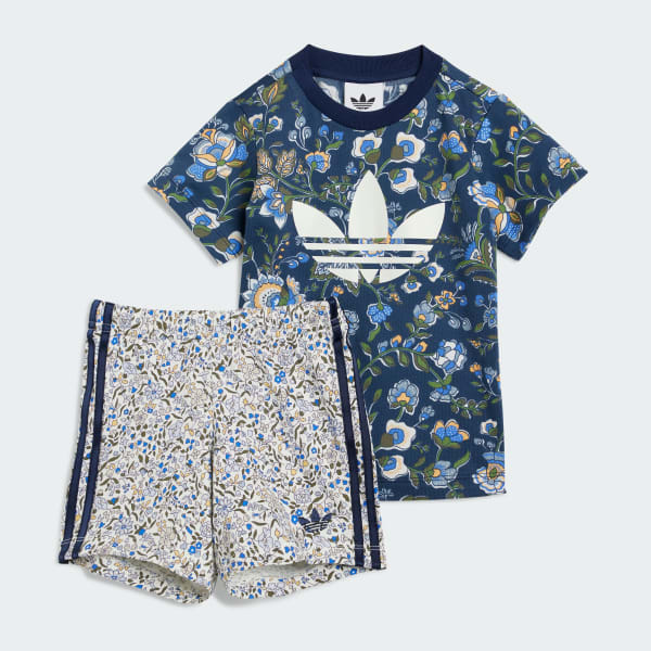Azul Conjunto de camiseta y shorts para niños adidas Originals x Liberty London