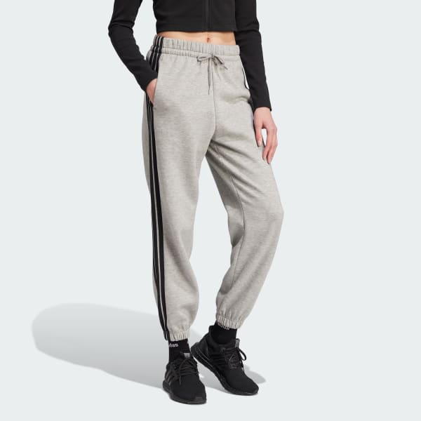 Grey Essentials 3-Stripes Fleece Loose-Fit Pants