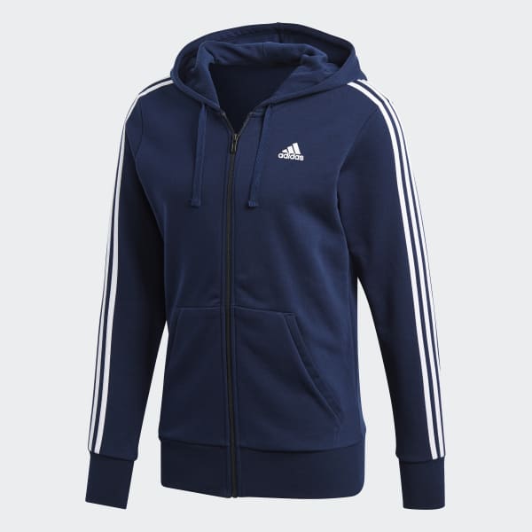 adidas Chamarra con gorro Essentials 3 Franjas - Azul | adidas Mexico