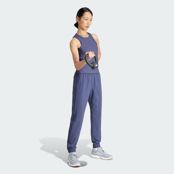 Blauw Pacer All Gym 3-Stripes Woven Mid-Rise Broek
