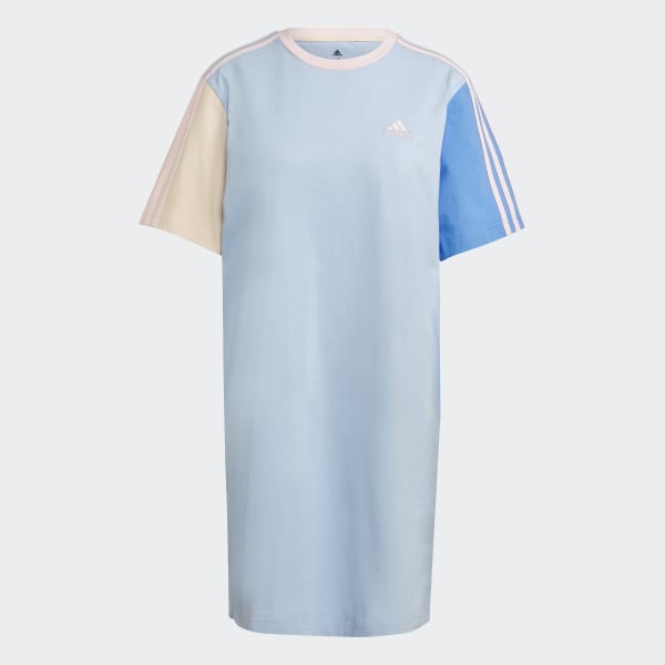 Blau Essentials 3-Streifen Single Jersey Boyfriend T-Shirt-Kleid