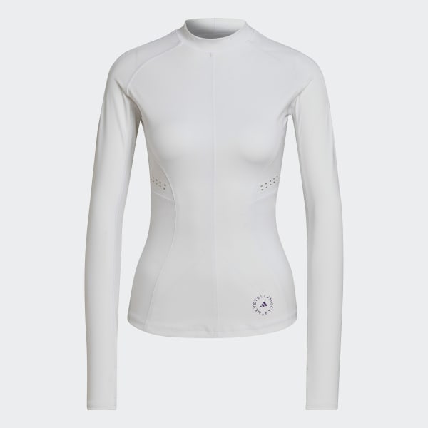 Bialy adidas by Stella McCartney TruePurpose Training Long Sleeve Tee DM077