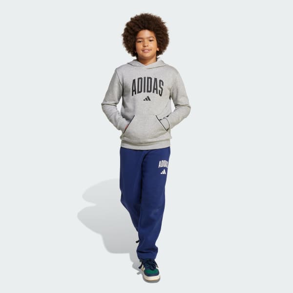 Gris Polerón con Capucha con Tipografía Universitaria Seasonals Essentials Niños