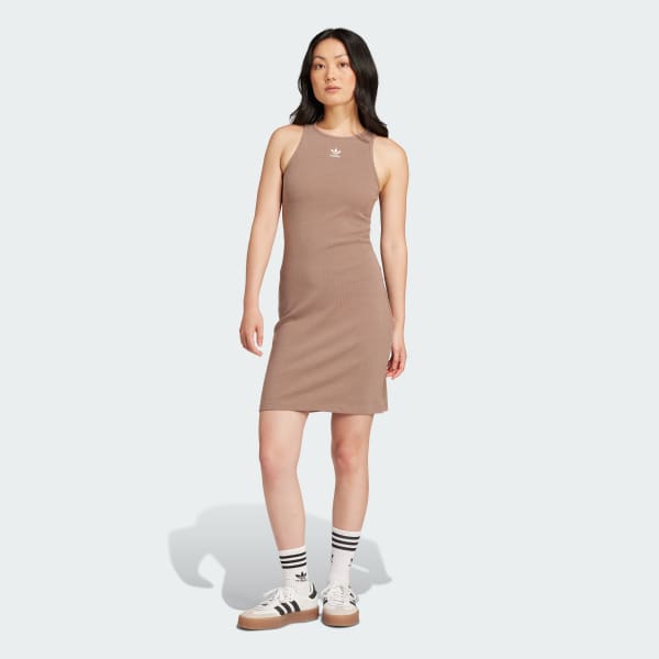 Marrom Vestido Regata Canelado Essentials
