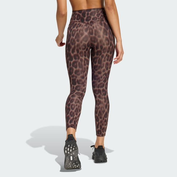 Brown Optime Essentials Workout Leopard 7/8 Leggings