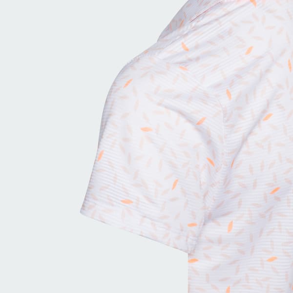 สีขาว เสื้อโปโลแขนสั้นพิมพ์ลายสำหรับเด็กผู้หญิง