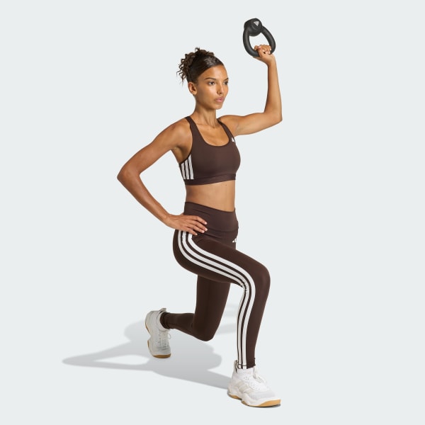 Brown Optime Essentials Workout 3-Stripes Medium Support Bra