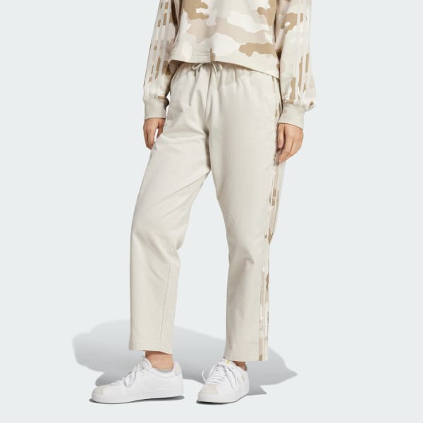 Beige Essentials Camo-Print 3-Stripes Twill Trousers