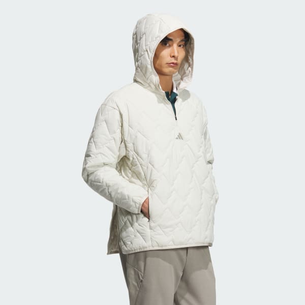 Beige 1/4 지퍼 패디드 풀오버 롱 슬리브