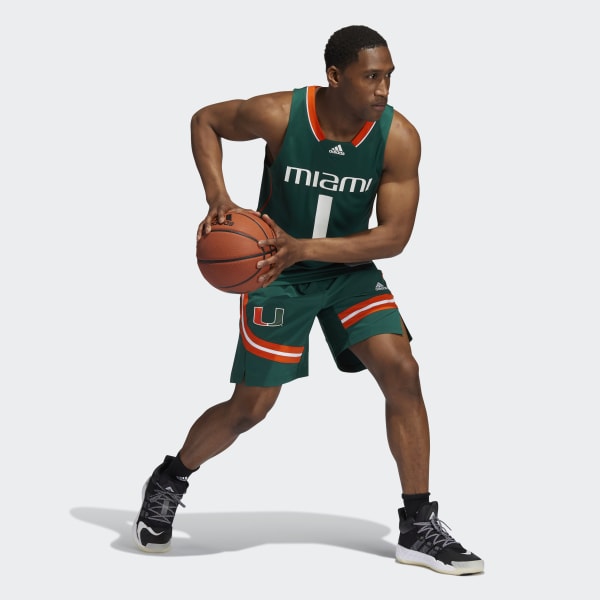 Miami Hurricanes adidas Game Jersey - Basketball Men's Green/Orange New M
