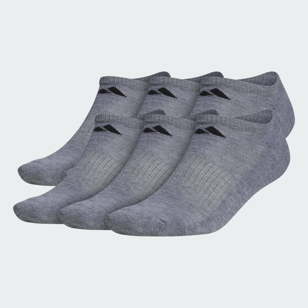 Grey Athletic Cushioned No-Show Socks 6 Pairs D3736A