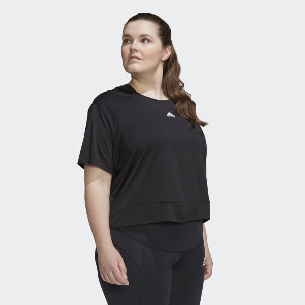 Black AEROREADY Studio Loose Crop Tee (Plus Size) DP575