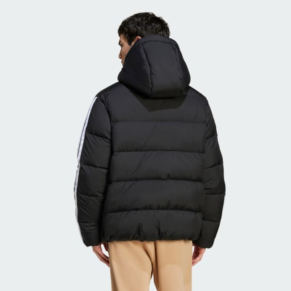 Nero Essentials Climawarm Giacca Piumino con Cappuccio 3 Strisce