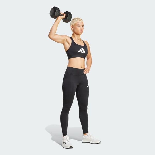 สีดำ กางเกงรัดรูปยาวเต็มตัวสำหรับฝึกซ้อม Essentials แต่งโลโก้ใหญ่