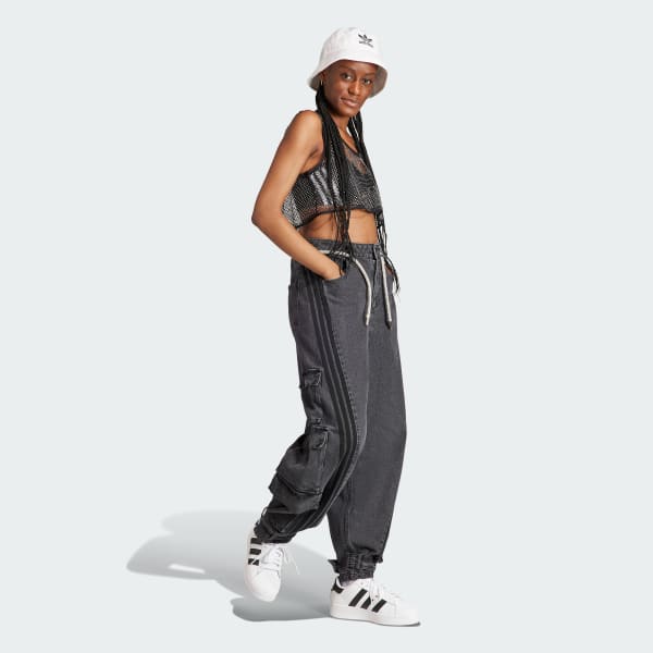 Preto Calça Cargo Brim Adilenium