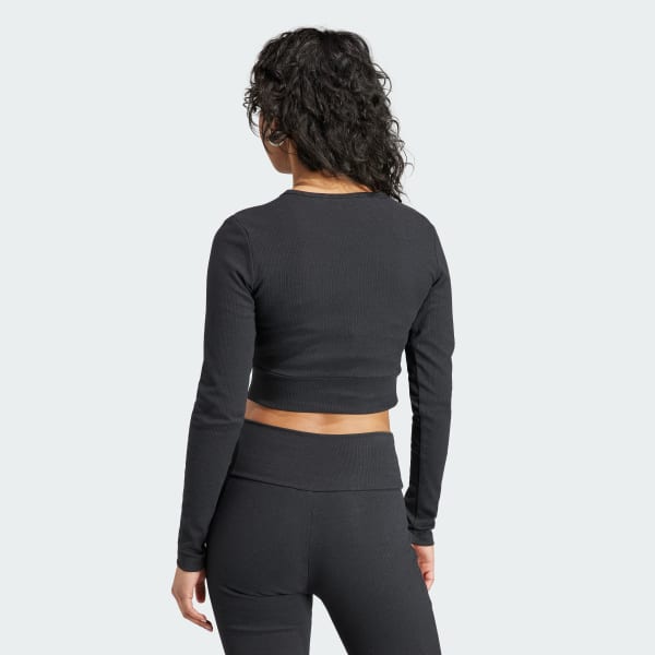 Negro Camiseta manga larga Essentials Rib