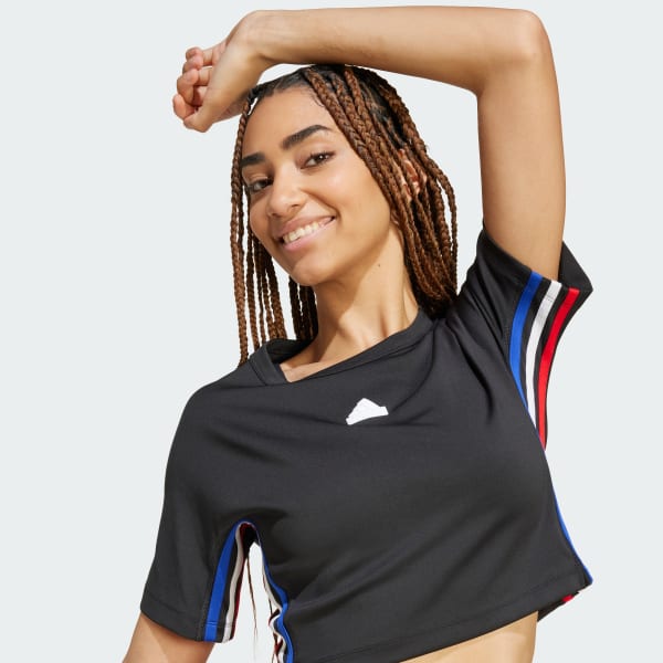 Adidas originals tech trefoil cropped sweatshirt in black on sale