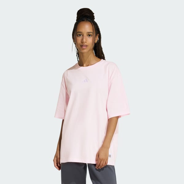 Rosa T-SHIRT GRAFICA OVERSIZE CON MINI RICAMO