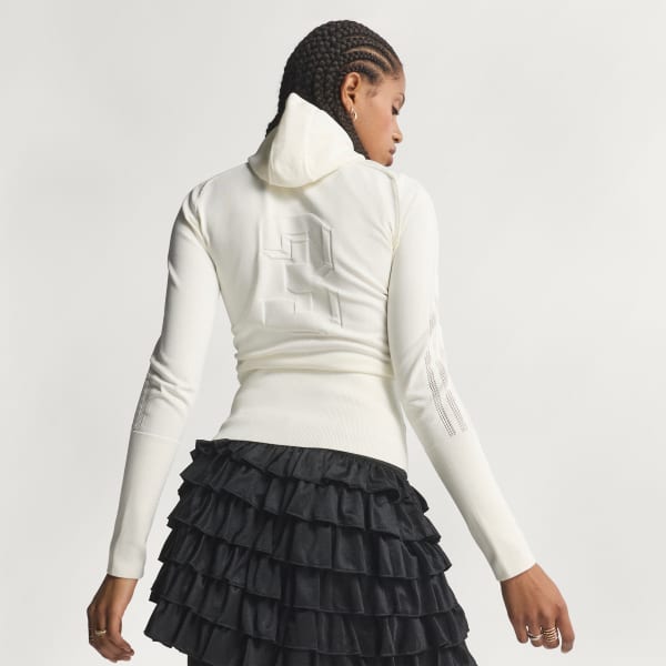 Hvit KNITTED HOODED LONG SLEEVE GENSER