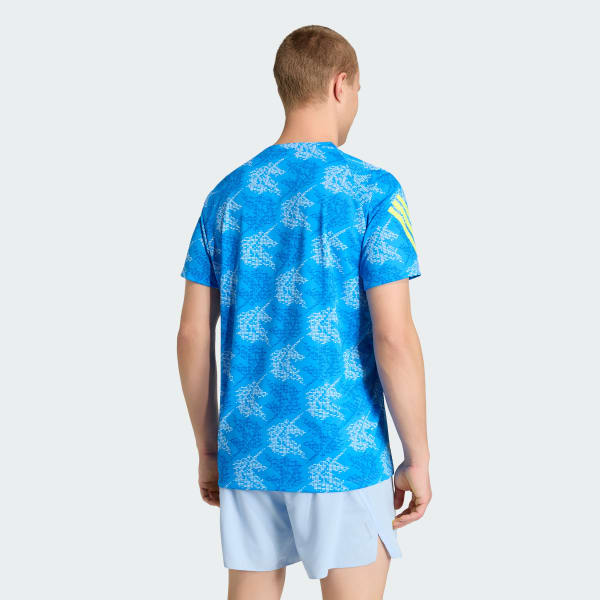 adidas Boston Marathon 2026 Running Tee Allover Print - Blue