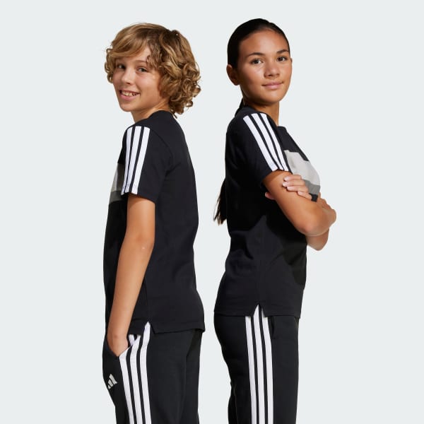 Negro Playera para niños Seasonal Essentials Tiberio con 3 Franjas